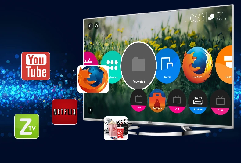 TV Panasonic TH-50HX700V hiển thị giao diện Smart TV với nhiều ứng dụng giải trí và kết nối thiết bị