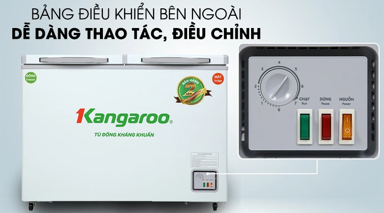 Tủ đông mini Kangaroo KG36EA1 - thiết kế gọn gàng, bảng điều khiển bên ngoài dễ sử dụng